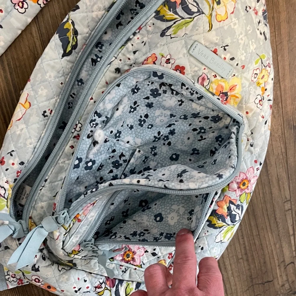 Vera Bradley Floral Sling Bag in Light Blue and Yellow - Picture 6 of 8